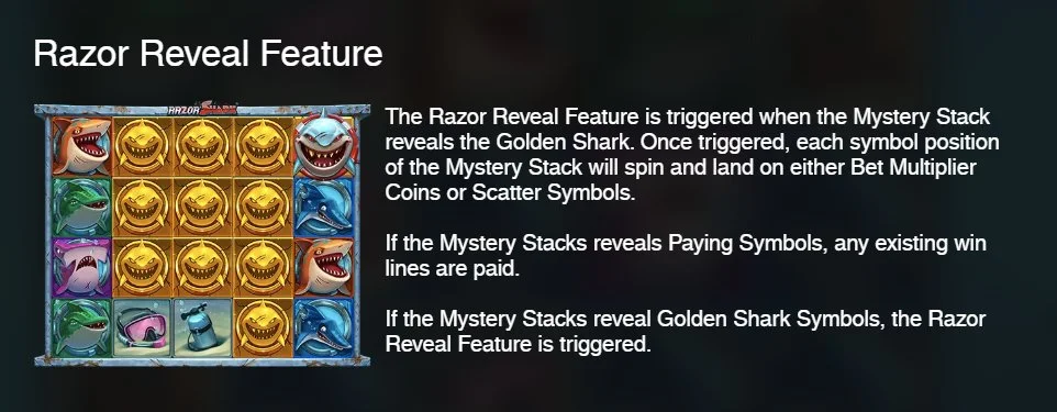 Razor Reveal spuštěný Golden Sharkem: vyplácí Mince Násobičky 1x až 2500x nebo Scattery