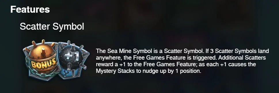 Scatter symbol Razor Shark Mořská Mina: 3 a více spouští funkci Free Games